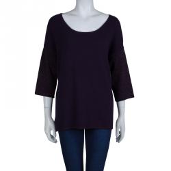 Pre Owned بلوفر بوس باي هوغو بوس بنفسجي لامع بأكمام M