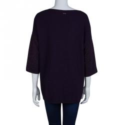 Pre Owned بلوفر بوس باي هوغو بوس بنفسجي لامع بأكمام M