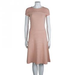 Pre Owned فستان بوس باي هوغو بوس تريكو مضلع واسع وردي فاتح S