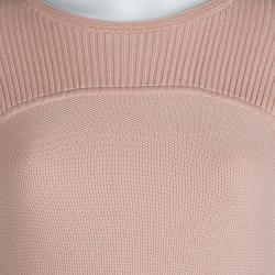 Pre Owned فستان بوس باي هوغو بوس تريكو مضلع واسع وردي فاتح S