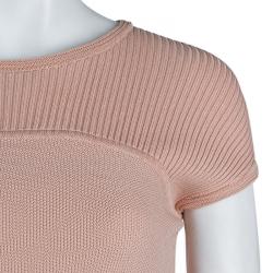 Pre Owned فستان بوس باي هوغو بوس تريكو مضلع واسع وردي فاتح S