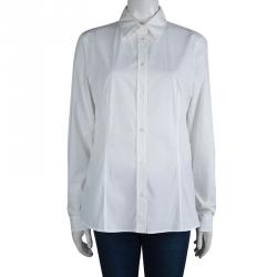 مملوكة مسبقًا قميص بوس باي هوغو بوس بانو بأزرار أمامية قطن أبيض L