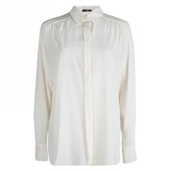 Pre Owned Boss By Hugo Boss Cream Silk Long Sleeve Basola Shirt L