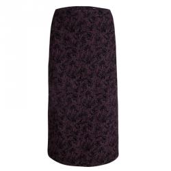 مملوكة مسبقًا Boss By Hugo Boss Purple Textured Vilori Pencil Skirt M