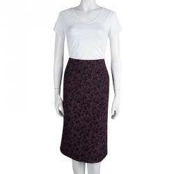 مملوكة مسبقًا Boss By Hugo Boss Purple Textured Vilori Pencil Skirt M