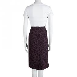مملوكة مسبقًا Boss By Hugo Boss Purple Textured Vilori Pencil Skirt M