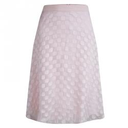 مملوكة مسبقًا Boss By Hugo Boss Baby Pink Chiffon Jacquard Vuna Skirt L