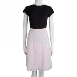 مملوكة مسبقًا Boss By Hugo Boss Baby Pink Chiffon Jacquard Vuna Skirt L