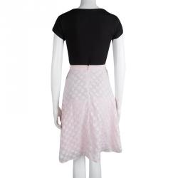 مملوكة مسبقًا Boss By Hugo Boss Baby Pink Chiffon Jacquard Vuna Skirt L