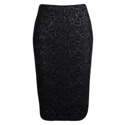 Pre Owned Boss By Hugo Boss Black Lace Panel Verleena Skirt M