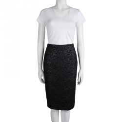 Pre Owned Boss By Hugo Boss Black Lace Panel Verleena Skirt M