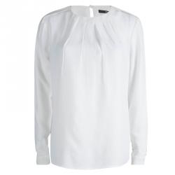 مملوكة مسبقًا بلوزة بوس باي هوغو بوس زيلينا بيضاء أكمام طويلة S