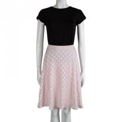 مملوكة مسبقًا Boss By Hugo Boss Baby Pink Chiffon Jacquard Vuna Skirt M