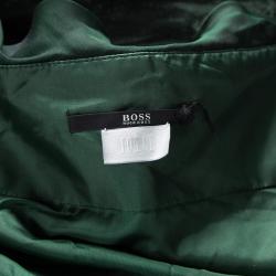 Pre Owned فستان بوس باي هوغو بوس دانيت قطيفة أخضر داكن بلا أكمام S