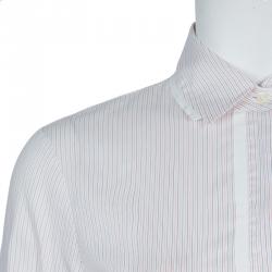 Pre Owned Boss by Hugo Boss White Striped Long Sleeve Buttondown Shirt S