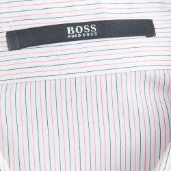 Pre Owned Boss by Hugo Boss White Striped Long Sleeve Buttondown Shirt S