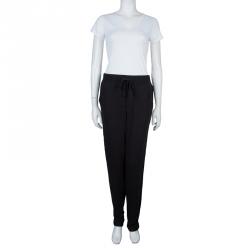 Pre Owned Boss By Hugo Boss Black Terry Cloth Applique Detail Pants L
