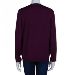 Pre Owned Boss by Hugo Boss Purple Dotted Wool Cardigan L
