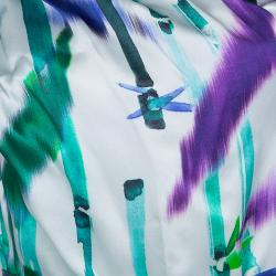 Pre Owned فستان بوس باي هوغو بوس حرير أبيض طباعة متعددة الالوان M