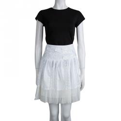 مملوكة مسبقًا Boss By Hugo Boss White  Embroidered Mini A- Line Skirt M