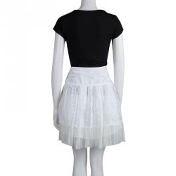 مملوكة مسبقًا Boss By Hugo Boss White  Embroidered Mini A- Line Skirt M