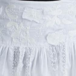 مملوكة مسبقًا Boss By Hugo Boss White  Embroidered Mini A- Line Skirt M