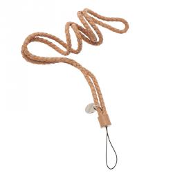 Pre Owned Bottega Veneta Beige Intrecciato Leather Phone Strap