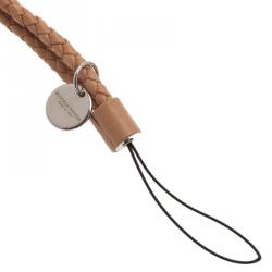 Pre Owned Bottega Veneta Beige Intrecciato Leather Phone Strap