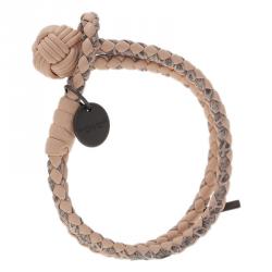 Pre Owned Bottega Veneta Intrecciato Nappa Pink Leather Bracelet