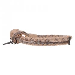 Pre Owned Bottega Veneta Intrecciato Nappa Pink Leather Bracelet