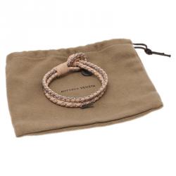 Pre Owned Bottega Veneta Intrecciato Nappa Pink Leather Bracelet