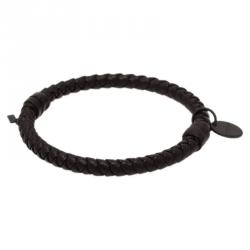 Pre Owned Bottega Veneta Intrecciato Nappa Brown Leather Bracelet