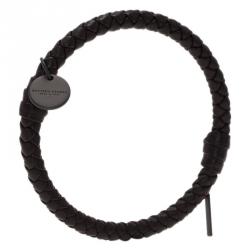 Pre Owned Bottega Veneta Intrecciato Nappa Brown Leather Bracelet