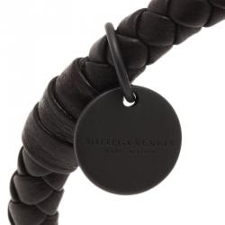 Pre Owned Bottega Veneta Intrecciato Nappa Brown Leather Bracelet