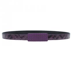 Pre Owned Bottega Veneta Purple Watersnake Belt 85CM