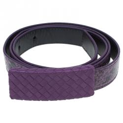 Pre Owned Bottega Veneta Purple Watersnake Belt 85CM