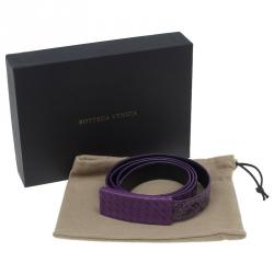 Pre Owned Bottega Veneta Purple Watersnake Belt 85CM