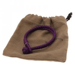 Pre Owned Bottega Veneta Intrecciato Purple Double Knot Leather Bracelet