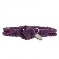 Pre Owned Bottega Veneta Intrecciato Nappa Purple Leather Bracelet