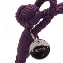 Pre Owned Bottega Veneta Intrecciato Nappa Purple Leather Bracelet