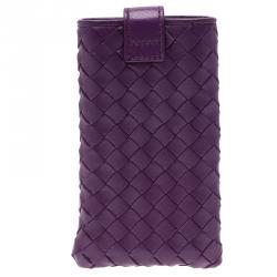Pre Owned Bottega Veneta Purple Intrecciato Nappa iPhone 5 Case