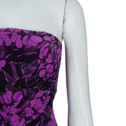 مملوكة مسبقًا Bottega Veneta Purple Chrysanthemum Print Silk Bandeau Dress S