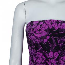 مملوكة مسبقًا Bottega Veneta Purple Chrysanthemum Print Silk Bandeau Dress S