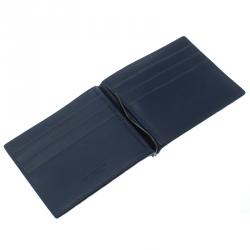 Pre Owned محفظة بوتيغا فينيتا طية ثنائية كلبس نقود جلد إنترشياتو سوداء