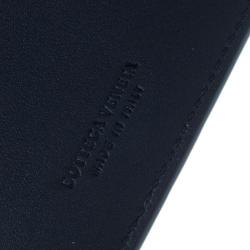 Pre Owned محفظة بوتيغا فينيتا طية ثنائية كلبس نقود جلد إنترشياتو سوداء