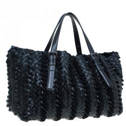 Pre Owned حقيبة يد بوتيغا فينيتا ليدو جلد سمك الراي مجدول متوسطة