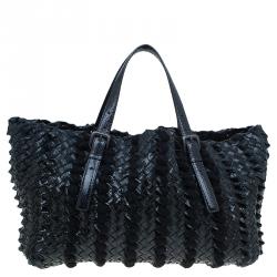 Pre Owned حقيبة يد بوتيغا فينيتا ليدو جلد سمك الراي مجدول متوسطة