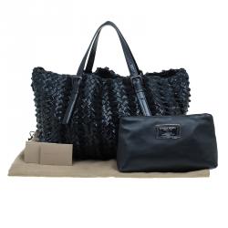 Pre Owned حقيبة يد بوتيغا فينيتا ليدو جلد سمك الراي مجدول متوسطة