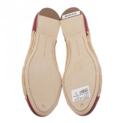 Pre Owned Bottega Veneta Two-Tone Raffia Ballet Flats Size 39.5