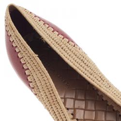 Pre Owned Bottega Veneta Two-Tone Raffia Ballet Flats Size 39.5